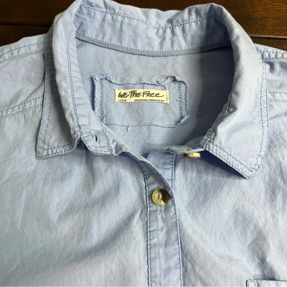 Free People Light Blue Button-Up Shirt